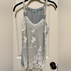 Cream and grey lace tank size small